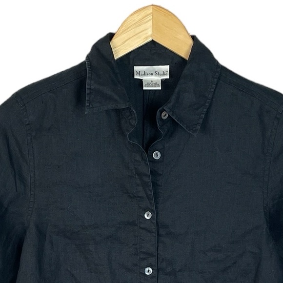 WS729 Women’s Madison Studio 100% Linen Button Down Shirt S - Picture 2 of 3